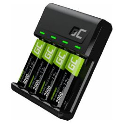 Green Cell GC VitalCharger AA and AAA charger + 4x AA 2000mAh NiMH Batteries