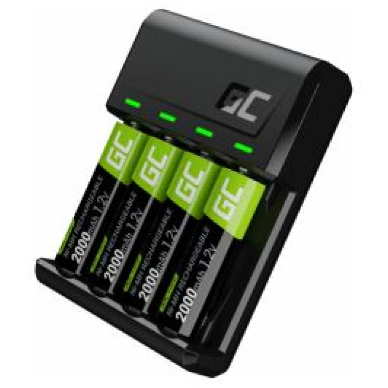 Green Cell GC VitalCharger AA and AAA charger + 4x AA 2000mAh NiMH Batteries