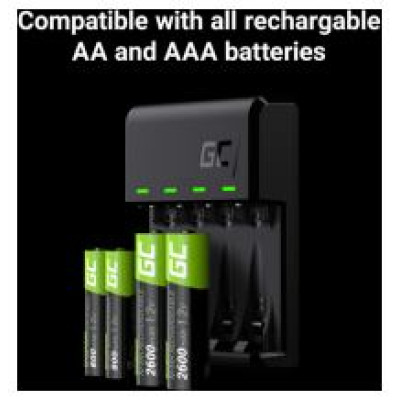 Green Cell GC VitalCharger AA and AAA charger + 4x AA 2000mAh NiMH Batteries