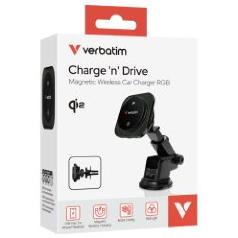 Verbatim Turētājs Verbatim Charge n Drive Magnetic Wireless Car Charger RGB