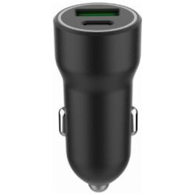 Gembird Auto lādētājs Gembird USB Type-C + USB Type-A Black