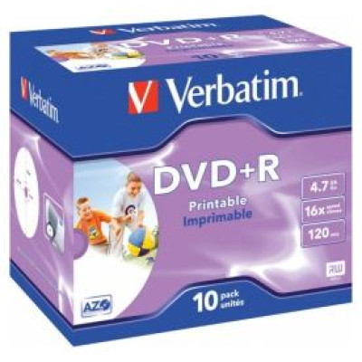 Verbatim Matricas DVD+R AZO Verbatim 4.7GB 16x Printable ID Branded, 10 Pack Jewel