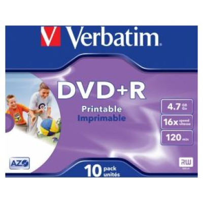 Verbatim Matricas DVD+R AZO Verbatim 4.7GB 16x Printable ID Branded, 10 Pack Jewel