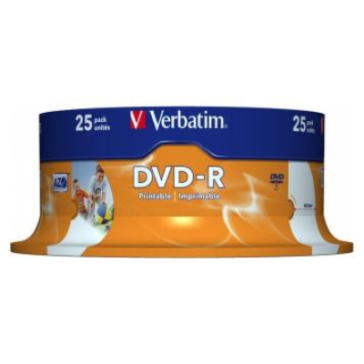 Verbatim Matricas DVD-R AZO Verbatim 4.7GB 16x Wide Printable ID Brand 25 Pack Spindle