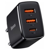 Baseus Lādētājs Baseus Compact Quick Charger 2 x USB + USB-C 30W Black