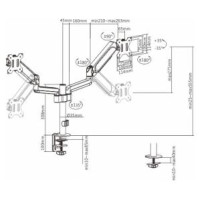 Gembird Monitora stiprinājums Gembird Adjustable Desk 2-display Mounting Arm 17”-32”