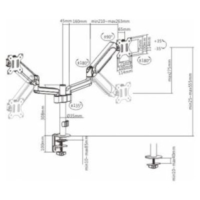Gembird Monitora stiprinājums Gembird Adjustable Desk 2-display Mounting Arm 17&rdquo;-32&rdquo;