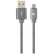 Gembird USB Male - Micro USB Male Premium spiral metal 2m Metallic Grey