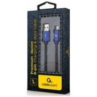 Gembird USB Male - Lightning Male Premium denim 1m Blue