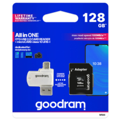 Goodram MicroSDXC 128GB Class 10 UHS I + Card reader + adapter