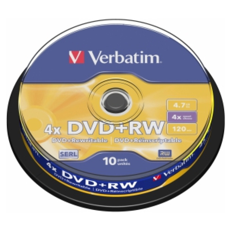 Verbatim Matricas DVD+RW SERL Verbatim 4.7GB 4x 10 Pack Spindle