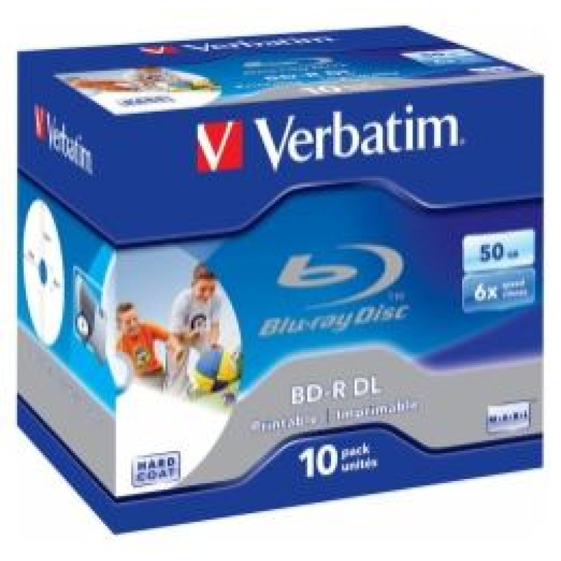 Verbatim Matricas BD-R Verbatim 50 GB 6x Dual Layer Wide Printable No ID 10 Pack Jewel