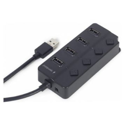 Gembird USB Centrmezgls Gembird USB 2.0 4-port Hub with Switches Black
