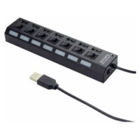 Gembird USB 2.0 7-port hub with switches Black