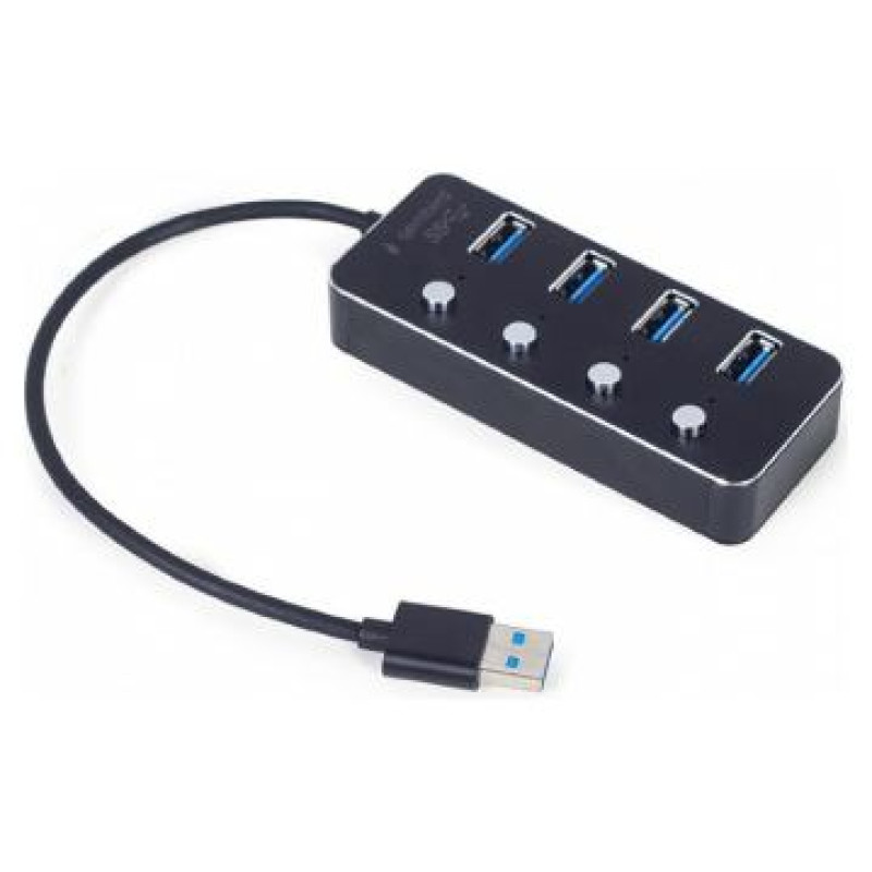 Gembird USB Centrmezgls Gembird USB 3.1 Powered 4-port Hub with Switches Black