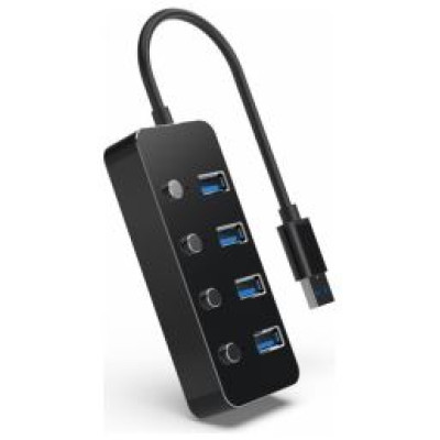Gembird USB Centrmezgls Gembird USB 3.1 Powered 4-port Hub with Switches Black