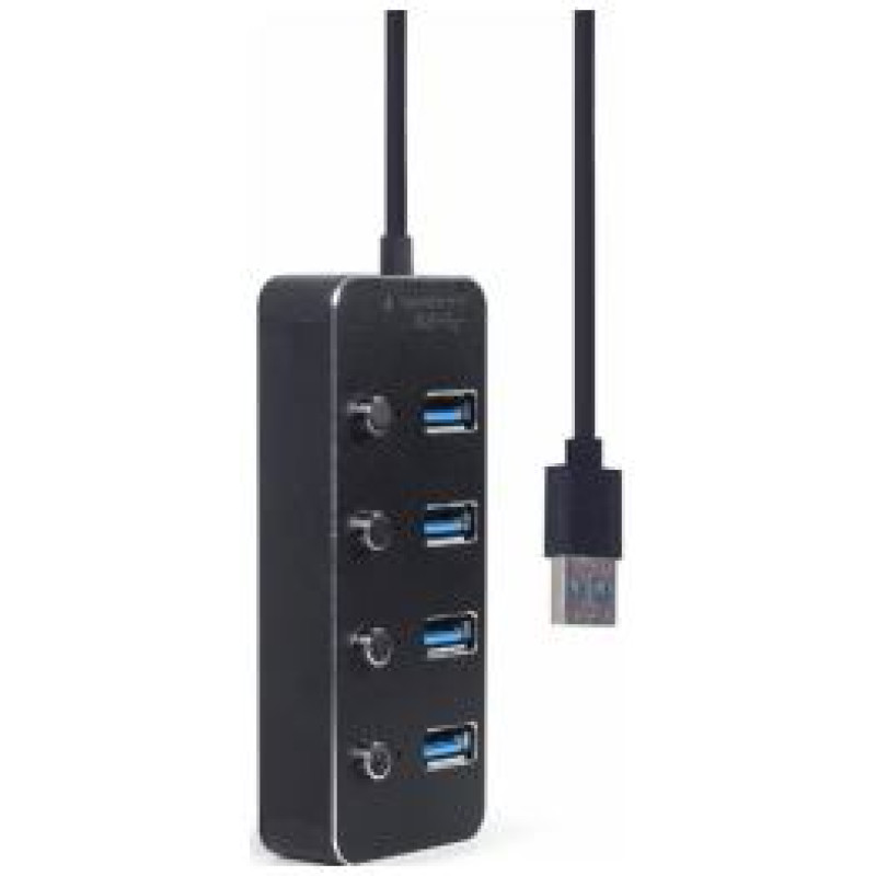 Gembird USB Centrmezgls Gembird USB 3.1 Powered 4-port Hub with Switches Black