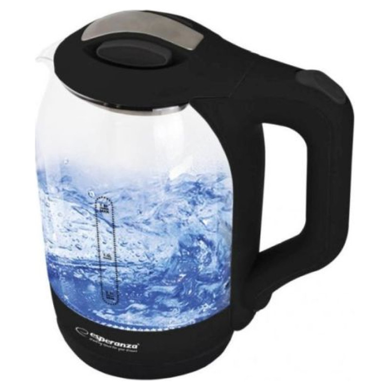 Esperanza EKK025K tējkanna 1.7L 1500W Korpuss no rūdīta stikla,Melna