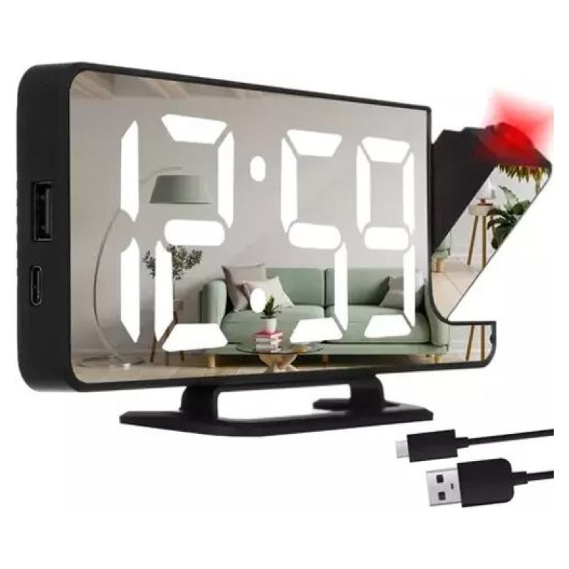 Izoxis (9576) 4in1 - pulkstenis, spogulis, modinātājs un projektors