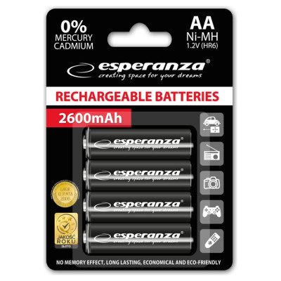 Esperanza EZA106 PRECHARGED HR6 2600MAH ALWAYS READY BLISTERA IEPAKOJUMĀ 4GB.