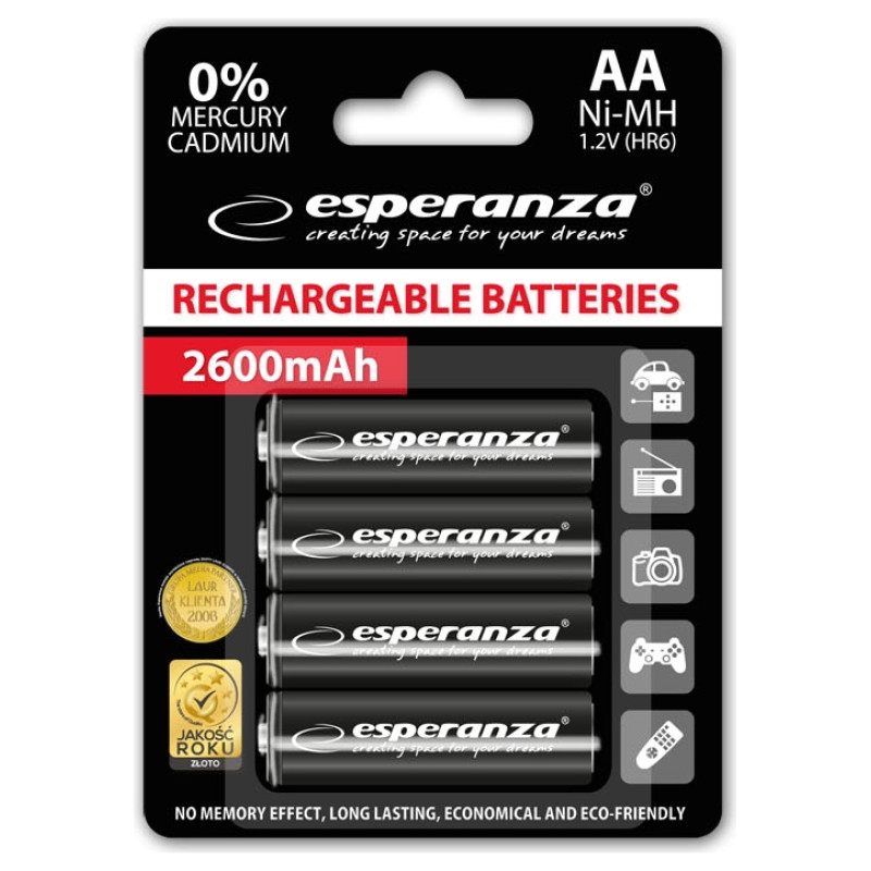 Esperanza EZA106 PRECHARGED HR6 2600MAH ALWAYS READY BLISTERA IEPAKOJUMĀ 4GB.