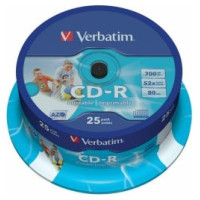 Verbatim Matricas CD-R AZO Verbatim 700MB 1x-52x Wide Printable, ID Bran,25 Pack Spindle