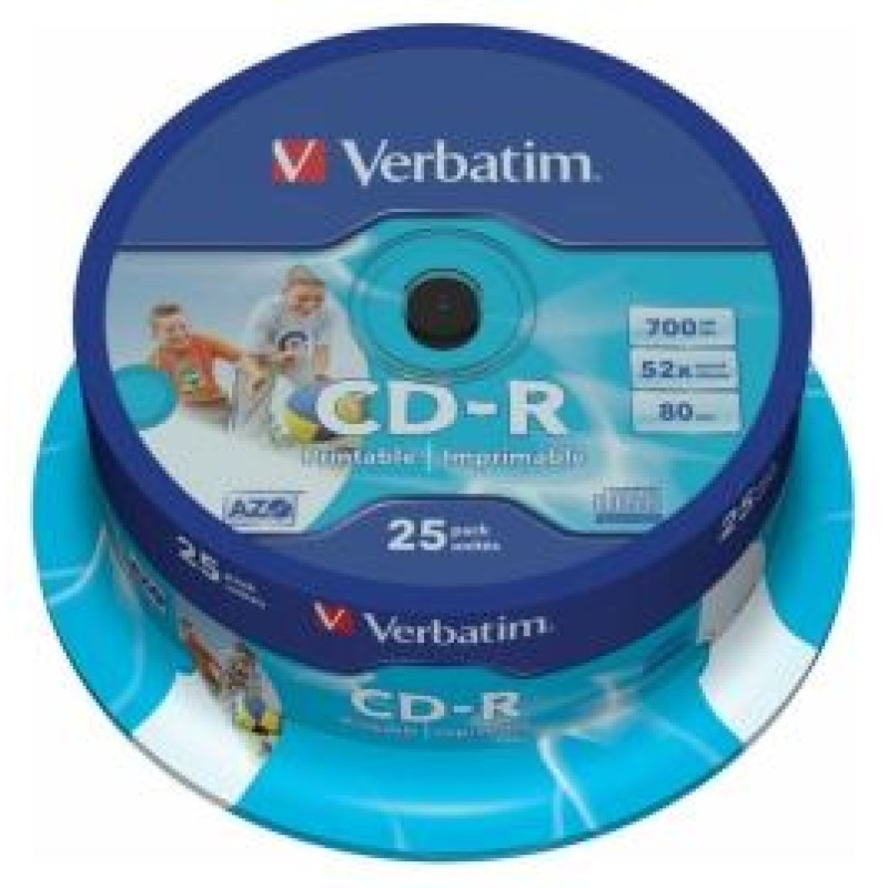 Verbatim Matricas CD-R AZO Verbatim 700MB 1x-52x Wide Printable, ID Bran,25 Pack Spindle