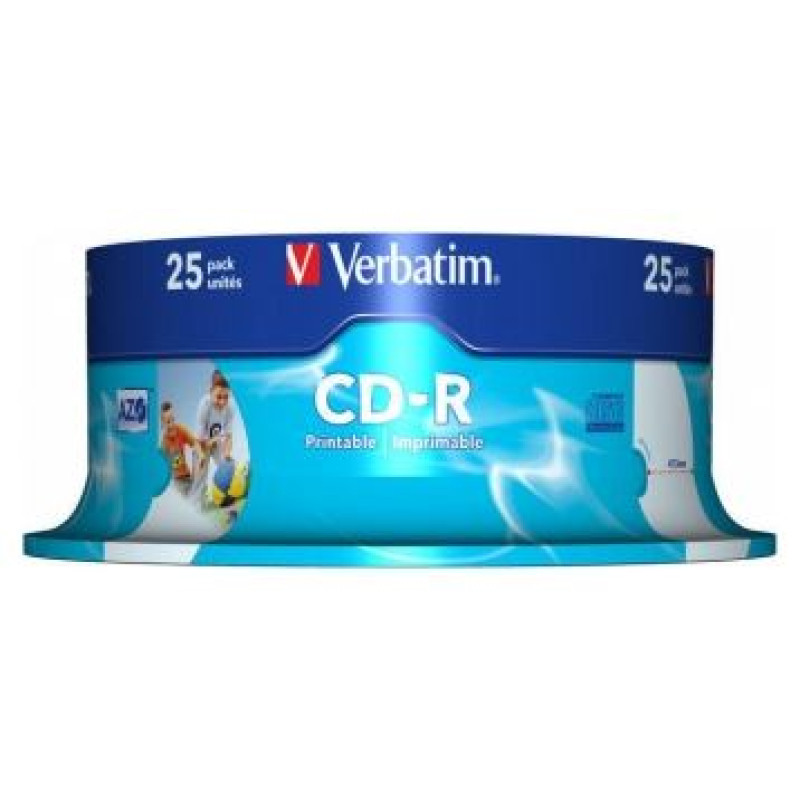 Verbatim Matricas CD-R AZO Verbatim 700MB 1x-52x Wide Printable, ID Bran,25 Pack Spindle