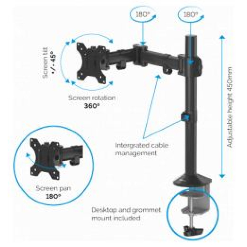 Fellowes Monitora stiprinājums Fellowes Reflex Single Monitor Arm