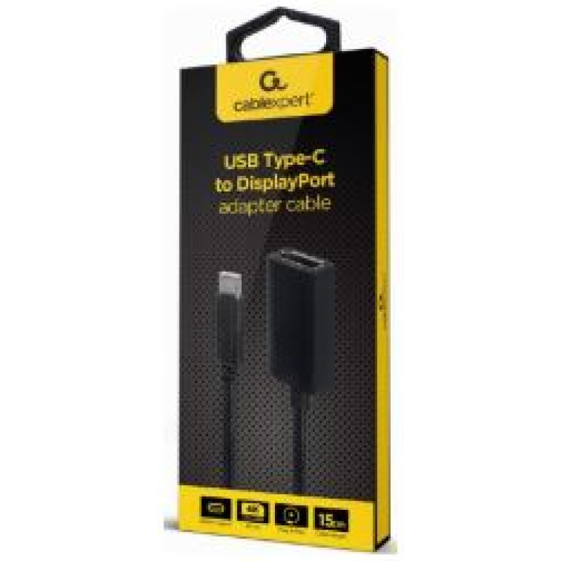 Gembird Kabelis Gembird USB Type-C Male - DisplayPort Female 4K 15cm Black