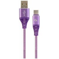 Gembird USB Male - USB Type C Male Premium cotton braided 2m Purple/White