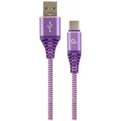 Gembird USB Male - USB Type C Male Premium cotton braided 2m Purple/White