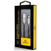 Gembird USB Male - Lightning Male Premium rubber 1m Black