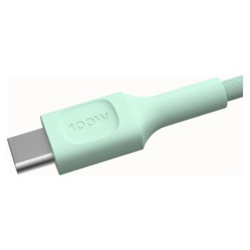 Green Cell Kabelis Green Cell PowerStream USB Type-C Male - USB Type-C Male 100W Mint Green 0.3m