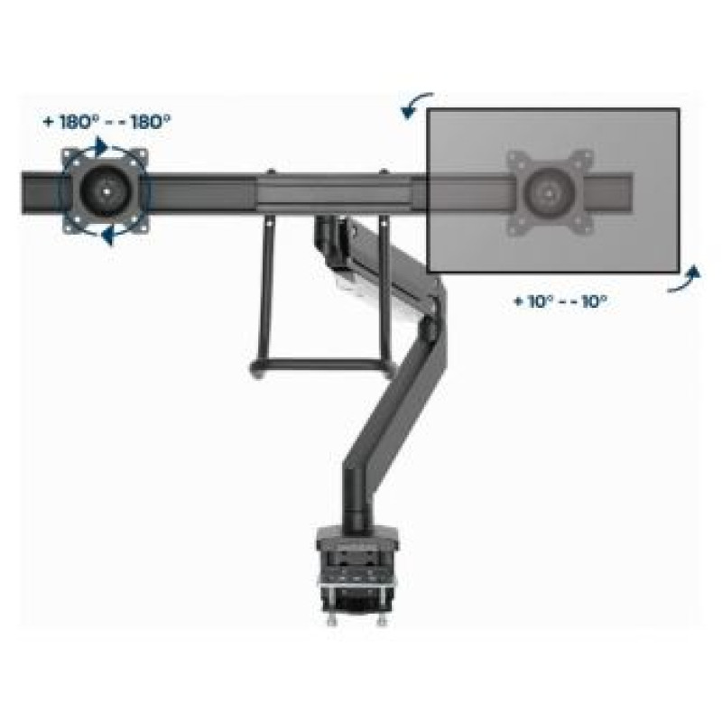 Gembird Monitora stiprinājums Gembird Desk Mounted Adjustable Monitor Arm for 2 Monitors