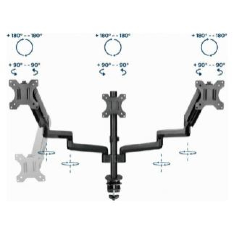Gembird Monitora stiprinājums Gembird Desk Mounted Adjustable Mounting Arm for 3 Monitors