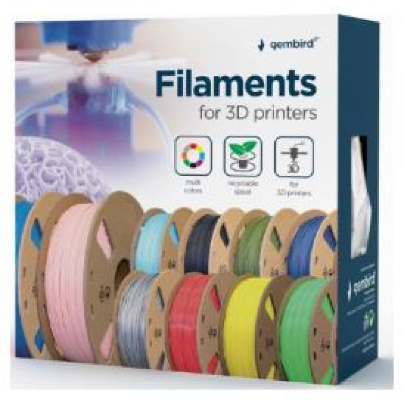 Gembird 3D Printera izejmateriāls Kvēldiegs Gembird PLA Flexible White 1,75 mm 1kg