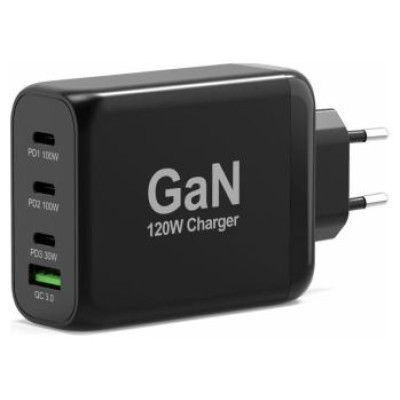 Port Lādētājs Port Power Delivery and Quick Charge 120W GaN USB-C & USB-A Black