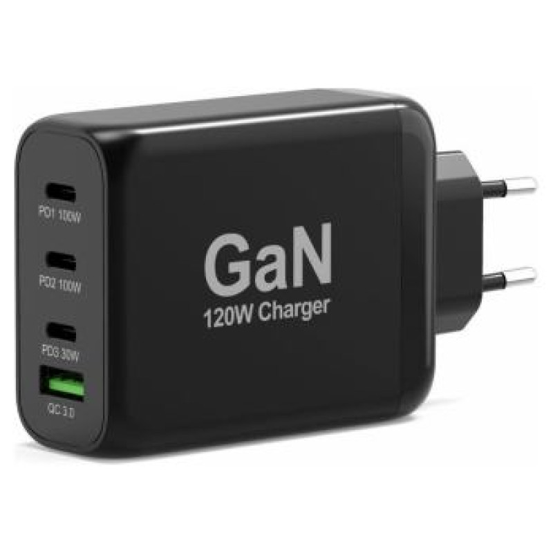Port Lādētājs Port Power Delivery and Quick Charge 120W GaN USB-C & USB-A Black