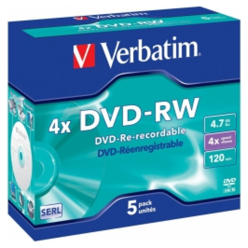 Verbatim Matricas DVD-RW SERL Verbatim 4.7GB 4x 5 Pack Jewel