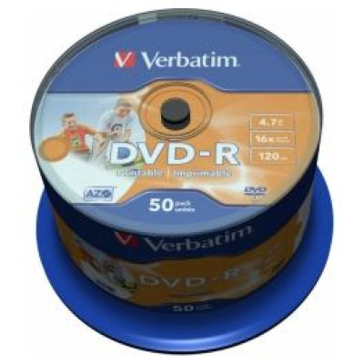 Verbatim Matricas DVD-R AZO Verbatim 4.7GB 16x Wide Printable non ID,50 Pack Spindle