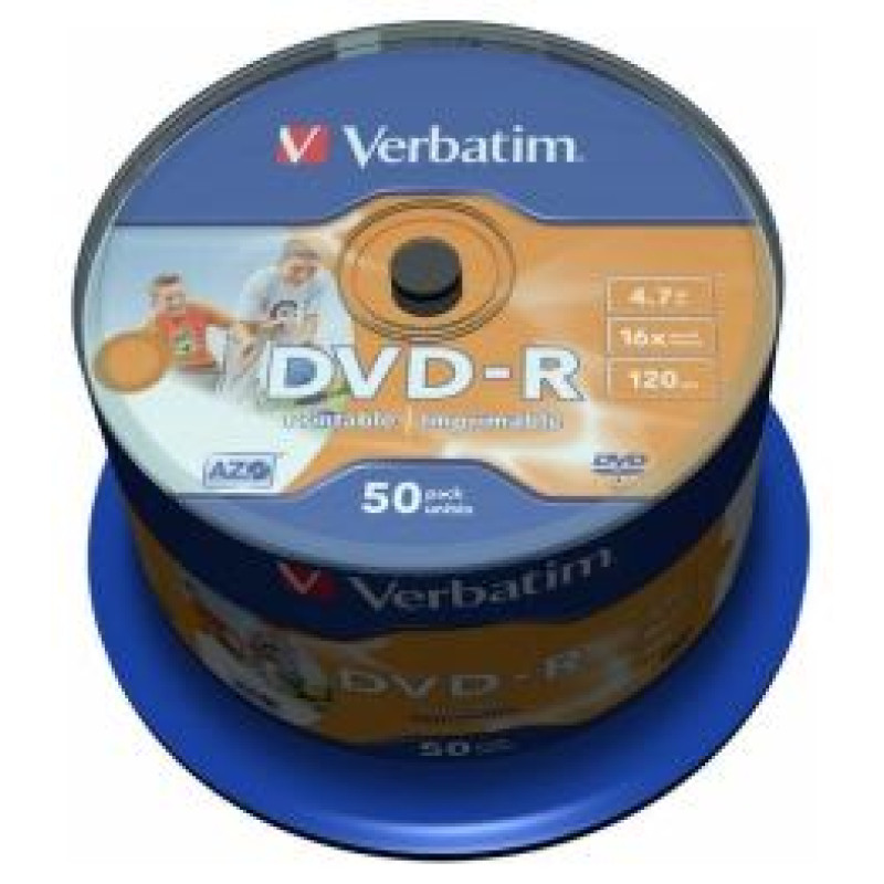 Verbatim Matricas DVD-R AZO Verbatim 4.7GB 16x Wide Printable non ID,50 Pack Spindle