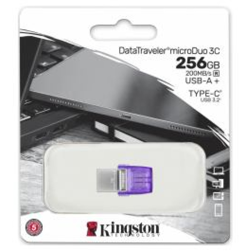 Kingston Zibatmiņa Kingston DataTraveler microDuo 3C 256GB USB Type-A + USB Type-C
