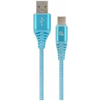 Gembird USB Male - USB Type C Male Premium cotton braided 2m Blue/White