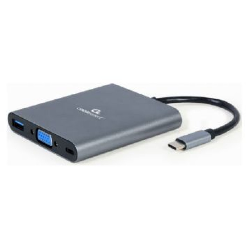 Gembird USB Type-C 6-in-1 multi-port Adapter + Card Reader Space Grey