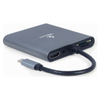 Gembird USB Type-C 6-in-1 multi-port Adapter + Card Reader Space Grey