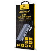 Gembird Dokstacija Gembird USB Type-C 8-in-1 Silver
