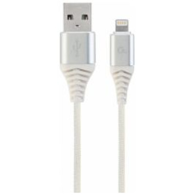 Gembird Premium Cotton Braided USB to 8-pin 2m Silver / White