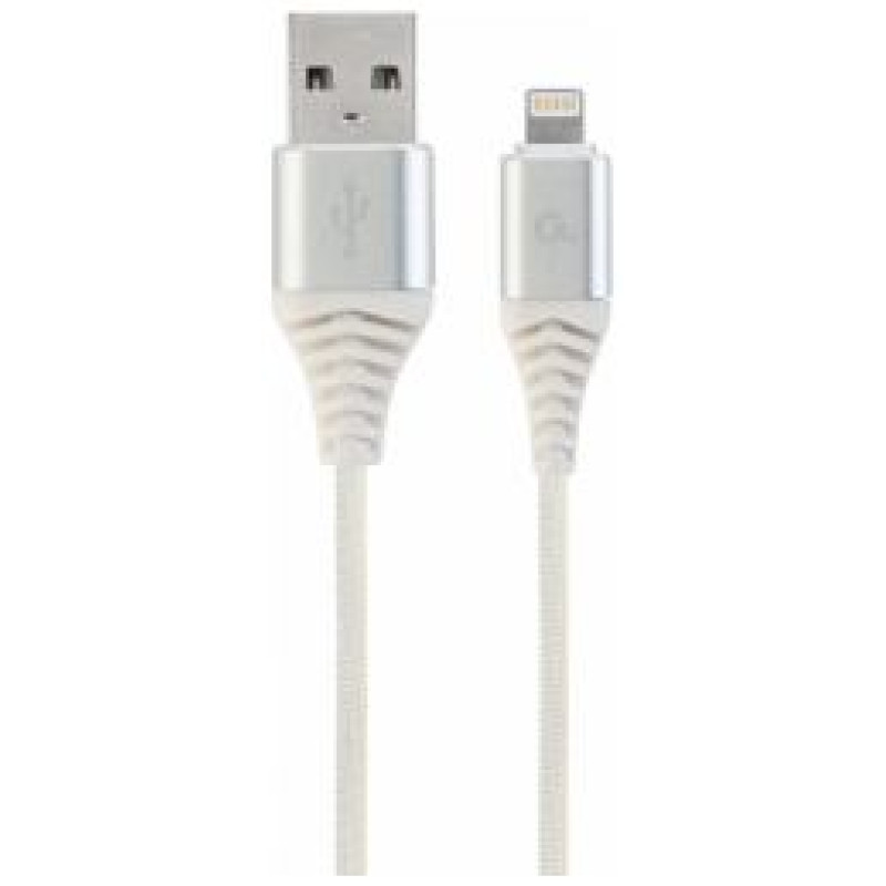 Gembird Premium Cotton Braided USB to 8-pin 2m Silver / White