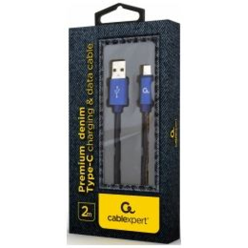 Gembird USB Male - USB Type C Male Premium denim 2m Blue